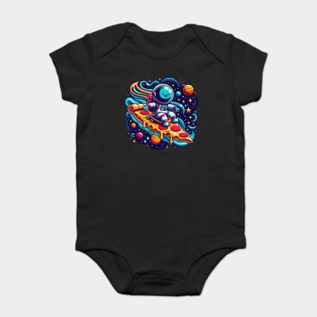 Funny Pizza Lover, Astronaut Surfing in Space Baby Bodysuit by logiamerch